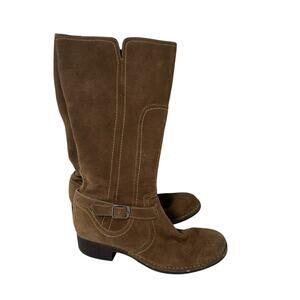 Clark's Brown Leather Suede Midi Mid Calf Boots Full Zip Size 8 Western Casual